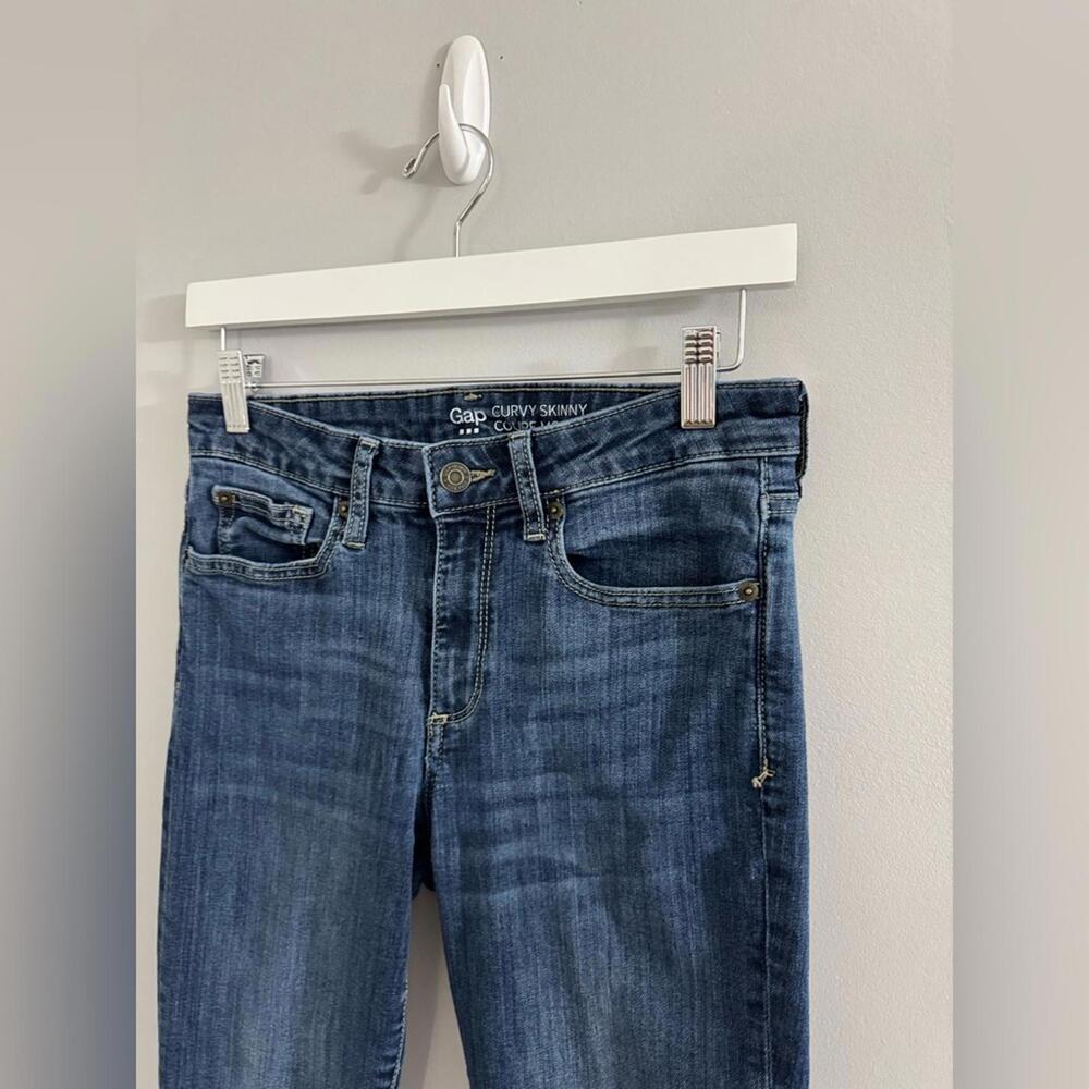 1129 GAP Blue Skinny Jeans Modern Fit 6 (28x28.5) Mid Rise Stretch - Picture 3 of 9